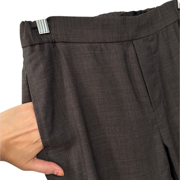 New! Nili Lotan 6 Chelsea 100% Wool Glen Plaid Pants $495 Elastic Waist Gray - Picture 4 of 9